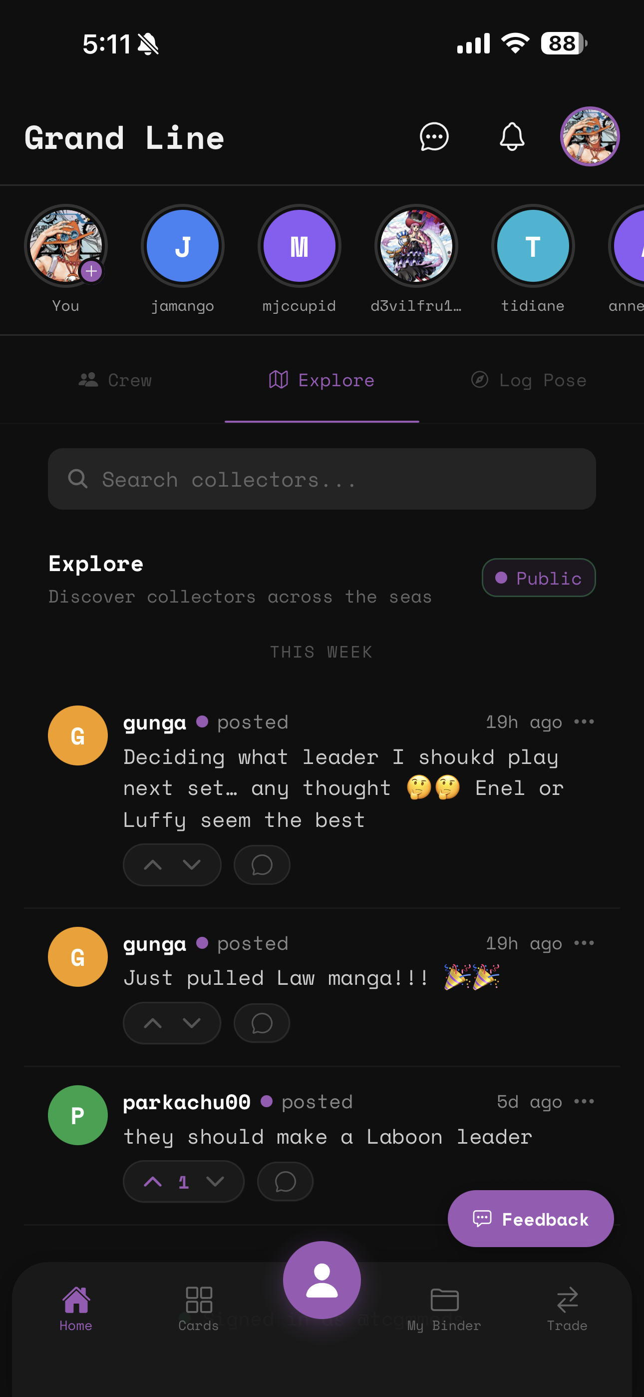 Grand Line social feed